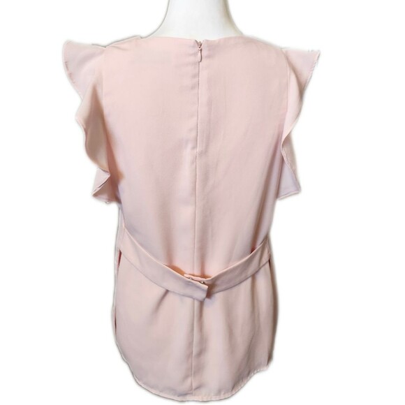 5/$55 Do + Be Soft Pink Ruffle Sleeve Blouse W/ Snap Belt, Lined, S - Picture 4 of 6